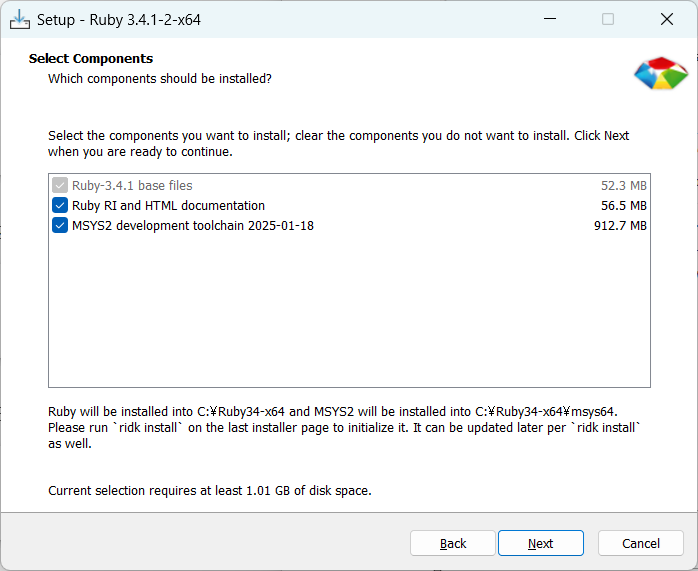 rubyinstaller install options RubyInstaller Install options